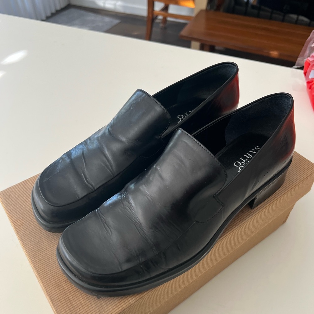Franco Sarto Black Leather Loafers